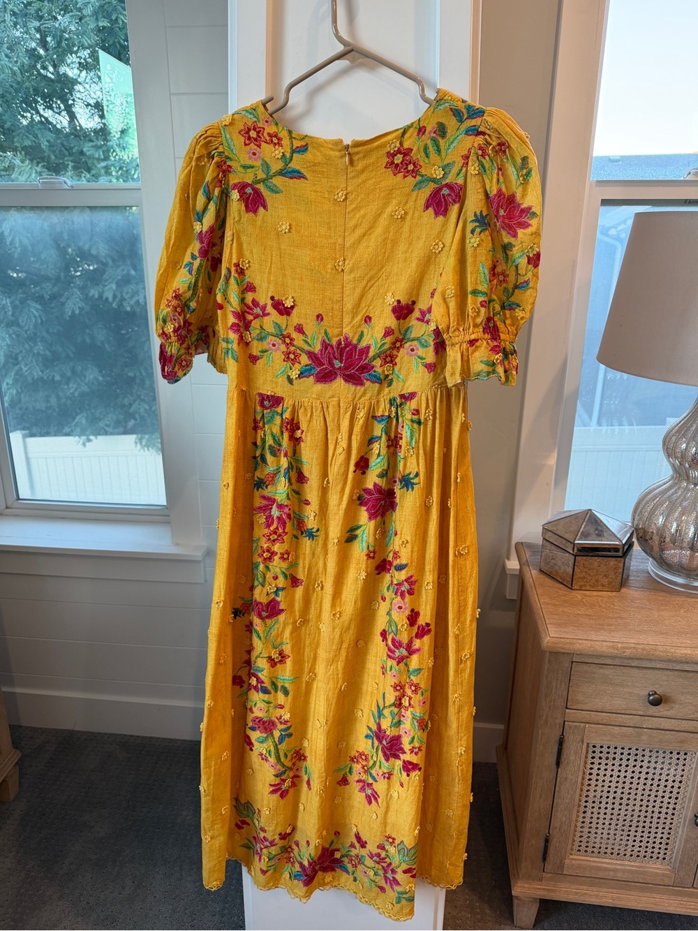 FARM Rio Flower Dream Floral Smocked Maxi Dress Yellow M - Picture 6 of 8